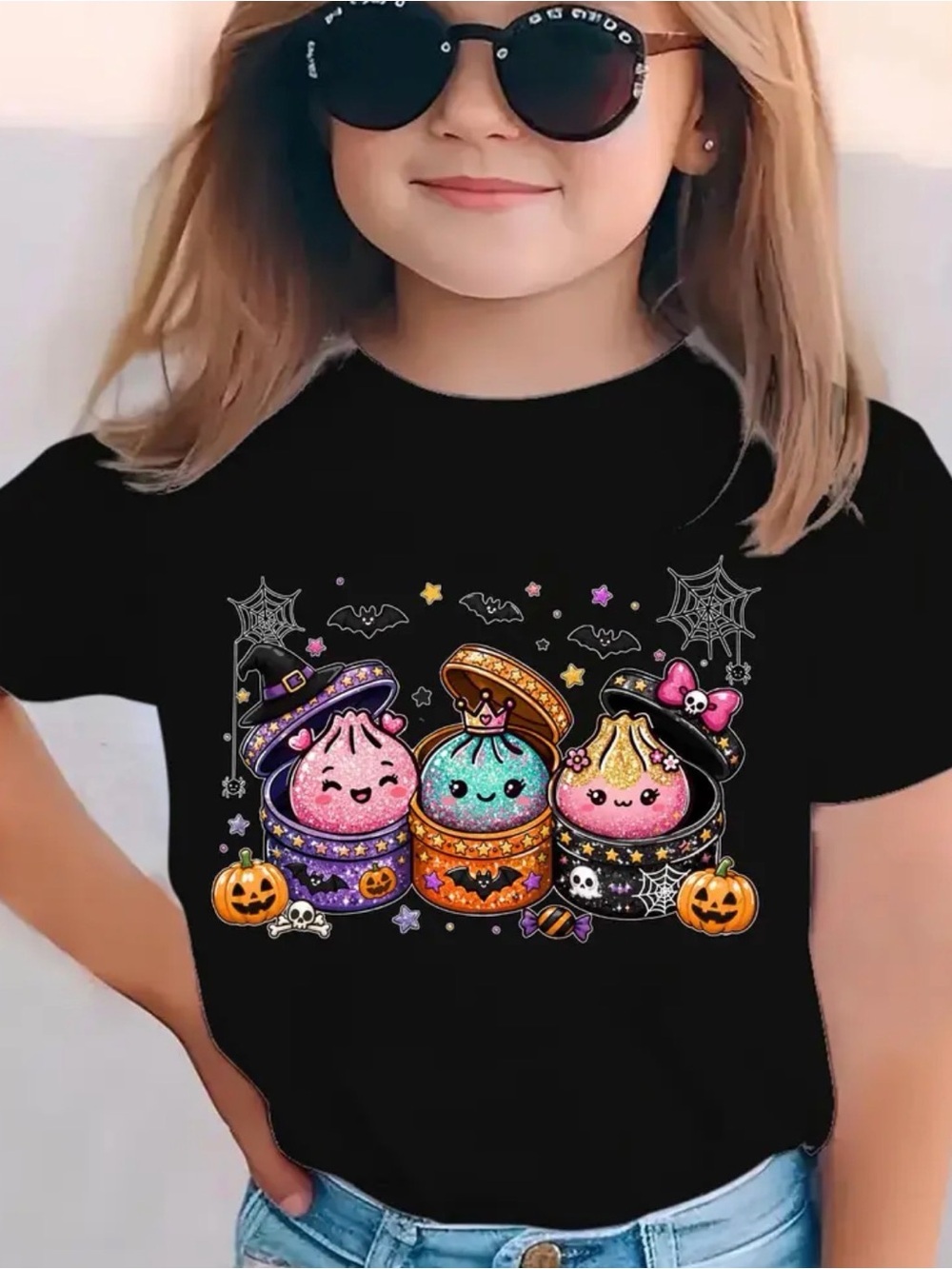 NEW Cute Halloween Spooky Kawaii Dumpling Graphic T-Shirt Size 9 10